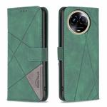 For Realme 11 5G Magnetic Buckle Rhombus Texture Leather Phone Case(Green)
