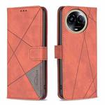 For Realme 11 5G Magnetic Buckle Rhombus Texture Leather Phone Case(Brown)