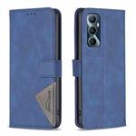 For Realme C65 4G Magnetic Buckle Rhombus Texture Leather Phone Case(Blue)