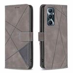 For Realme C65 4G Magnetic Buckle Rhombus Texture Leather Phone Case(Grey)