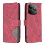 For Realme GT 6 / GT 6T Magnetic Buckle Rhombus Texture Leather Phone Case(Red)