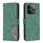 For Realme GT 6 / GT 6T Magnetic Buckle Rhombus Texture Leather Phone Case(Green)