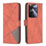 For Realme Note 60 / C61 Magnetic Buckle Rhombus Texture Leather Phone Case(Brown)