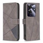 For Realme Note 60 / C61 Magnetic Buckle Rhombus Texture Leather Phone Case(Grey)