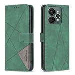 For Realme 15 Pro 5G Magnetic Buckle Rhombus Texture Leather Phone Case(Green)
