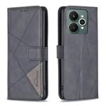 For Realme 15 Pro 5G Magnetic Buckle Rhombus Texture Leather Phone Case(Black)