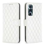 For Realme C65 4G Diamond Lattice Wallet Flip Leather Phone Case(White)