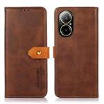 For Realme C67 4G KHAZNEH Dual-color Cowhide Texture Flip Leather Phone Case(Brown)
