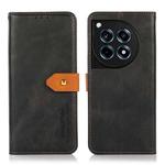 For OnePlus 12R / Ace 3 KHAZNEH Dual-color Cowhide Texture Flip Leather Phone Case(Black)