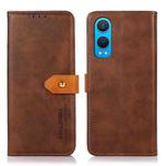 For OnePlus Nord CE4 Lite KHAZNEH Dual-color Cowhide Texture Flip Leather Phone Case(Brown)