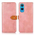 For OnePlus Nord CE4 Lite KHAZNEH Dual-color Cowhide Texture Flip Leather Phone Case(Rose Gold)