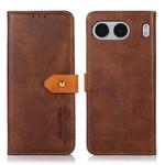 For OnePlus Nord 4 KHAZNEH Dual-color Cowhide Texture Flip Leather Phone Case(Brown)