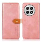 For OnePlus 13 KHAZNEH Dual-color Cowhide Texture Flip Leather Phone Case(Rose Gold)