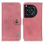 For OnePlus 12R/Ace 3 KHAZNEH Cowhide Texture Flip Leather Phone Case(Pink)