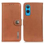 For OnePlus Nord CE4 Lite KHAZNEH Cowhide Texture Flip Leather Phone Case(Brown)