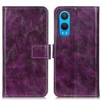 For OnePlus Nord CE4 Lite Retro Crazy Horse Texture Leather Phone Case(Purple)