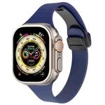 For Apple Watch Ultra 49mm Magnetic Buckle Slim Silicone Watch Band(Midnight Blue)