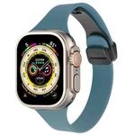 For Apple Watch Ultra 49mm Magnetic Buckle Slim Silicone Watch Band(Light Green)