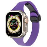 For Apple Watch Ultra 49mm Magnetic Buckle Slim Silicone Watch Band(Dark Purple)