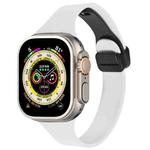 For Apple Watch Ultra 49mm Magnetic Buckle Slim Silicone Watch Band(White)