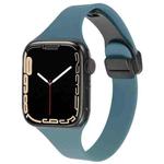 For Apple Watch 8 41mm Magnetic Buckle Slim Silicone Watch Band(Light Green)