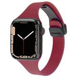 For Apple Watch 8 45mm  Magnetic Buckle Slim Silicone Watch Band(Wine Red)