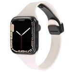 For Apple Watch 8 45mm  Magnetic Buckle Slim Silicone Watch Band(Starlight)