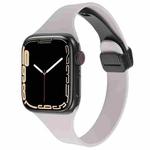 For Apple Watch 8 45mm  Magnetic Buckle Slim Silicone Watch Band(Rock Grey)