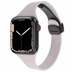 For Apple Watch SE 2022 44mm Magnetic Buckle Slim Silicone Watch Band(Rock Grey)