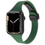 For Apple Watch SE 44mm Magnetic Buckle Slim Silicone Watch Band(Alfalfa Grass)