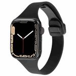 For Apple Watch 3 42mm Magnetic Buckle Slim Silicone Watch Band(Black)