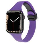 For Apple Watch SE 2023 44mm Magnetic Buckle Slim Silicone Watch Band(Dark Purple)