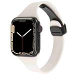 For Apple Watch SE 2023 44mm Magnetic Buckle Slim Silicone Watch Band(Starlight)