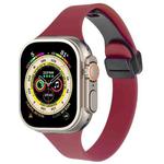 For Apple Watch Ultra 2 49mm Magnetic Buckle Slim Silicone Watch Band(Wine Red)