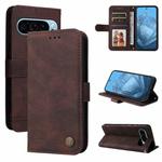 For Google Pixel 9 Skin Feel Life Tree Metal Button Leather Phone Case(Brown)
