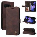 For Google Pixel 9a Skin Feel Life Tree Metal Button Leather Phone Case(Brown)