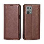 For Blackview Oscal C30 Grid Texture Magnetic Flip Leather Phone Case(Brown)