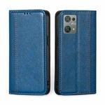 For Blackview Oscal C30 Grid Texture Magnetic Flip Leather Phone Case(Blue)