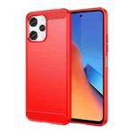 For Xiaomi Redmi 12R Brushed Texture Carbon Fiber TPU Phone Case(Red)