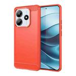 For Redmi Note 14 5G Brushed Texture Carbon Fiber TPU Phone Case(Red)