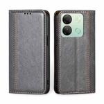 For Infinix Smart 7 HD Grid Texture Magnetic Flip Leather Phone Case(Grey)