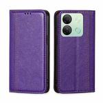 For Infinix Smart 7 HD Grid Texture Magnetic Flip Leather Phone Case(Purple)
