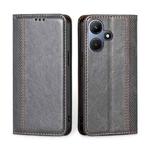 For Infinix Hot 30i 4G Grid Texture Magnetic Flip Leather Phone Case(Grey)