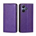 For Infinix Hot 30i 4G Grid Texture Magnetic Flip Leather Phone Case(Purple)