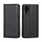 For TCL 40 XE 5G / 40X 5G T601D Grid Texture Magnetic Flip Leather Phone Case(Black)