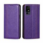 For TCL 40 XE 5G / 40X 5G T601D Grid Texture Magnetic Flip Leather Phone Case(Purple)