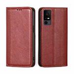 For TCL 40 XE 5G / 40X 5G T601D Grid Texture Magnetic Flip Leather Phone Case(Red)