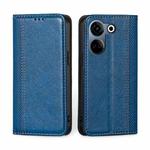 For Tecno Camon 20 Pro 4G Grid Texture Magnetic Flip Leather Phone Case(Blue)