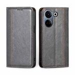 For Tecno Camon 20 Pro 4G Grid Texture Magnetic Flip Leather Phone Case(Grey)
