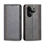 For Tecno Camon 20 Premier 5G Grid Texture Magnetic Flip Leather Phone Case(Grey)